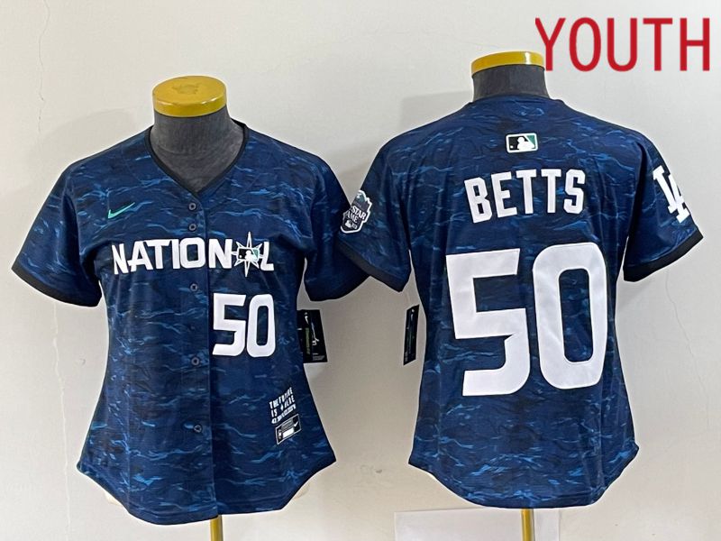 Youth Los Angeles Dodgers #50 Betts National League Nike Royal 2023 MLB All Star MLB Jersey